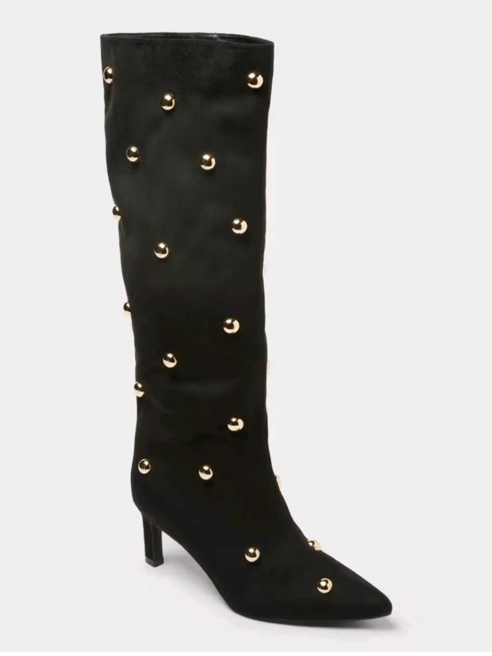 a new day Black Justice Over-the-Knee Boots with Gold Studs